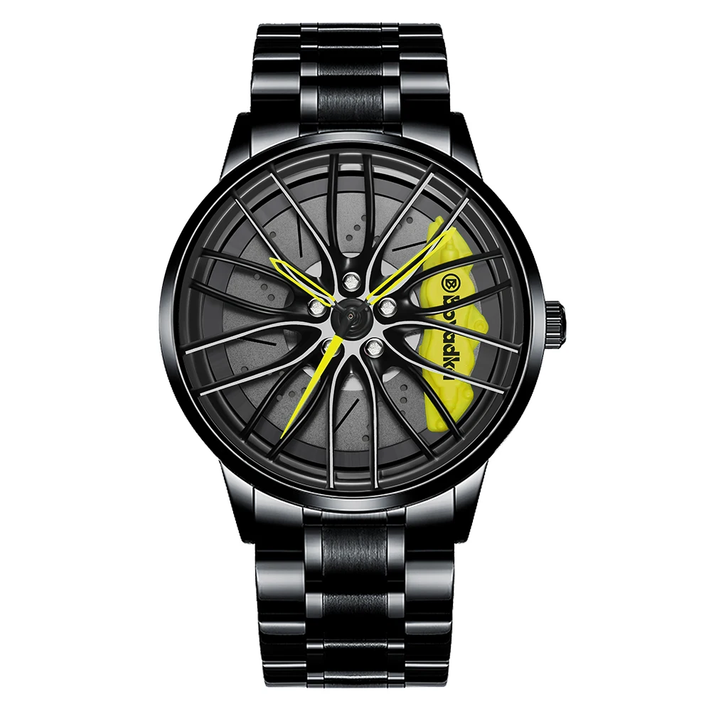 

Sport Waterproof 3D Car Wheel Hub Quartz Wristwatch, Customized colors