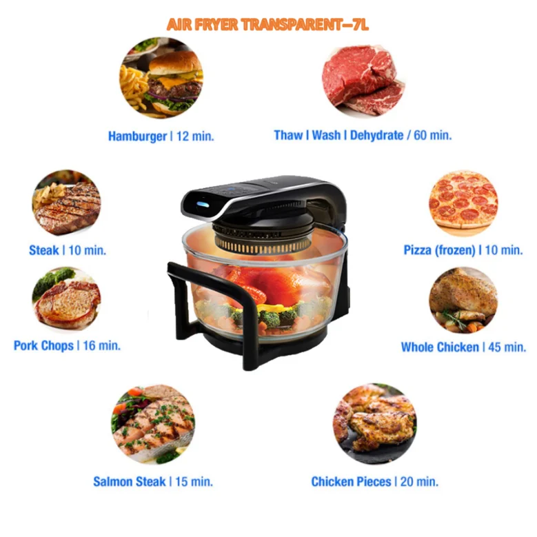 
2020 New Design Adjustable Thermostat Control Non-Stick Cooking Surface Oil Free 7L Air Fryer For Home 