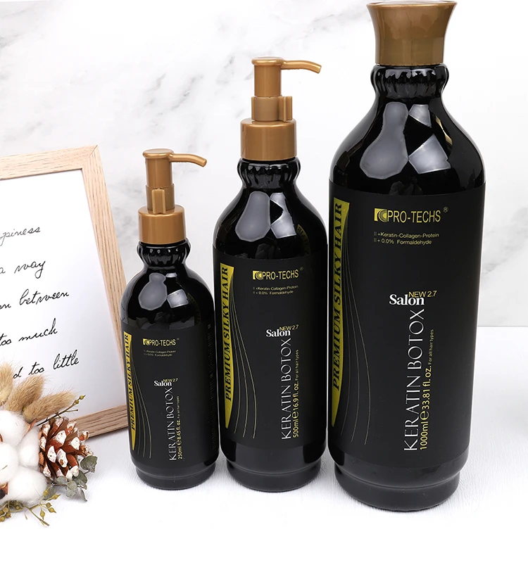 

Factory price private label all hair protein 0% formaldehyde organic keratin treatment silky hair straightening shampoo, Black and gold