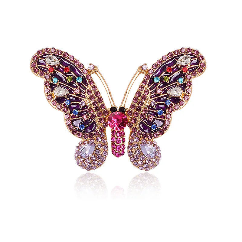 

New style Multi rhinestones butterfly brooch Fashion brooch pin Women's butterfly Brooch jewelry wholesale, As photo