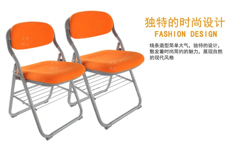 Metal Folding Chair with Sponge Padding Nesting Conference Chair Versa Cloth Soft Seat Chair Robust Tube Frame