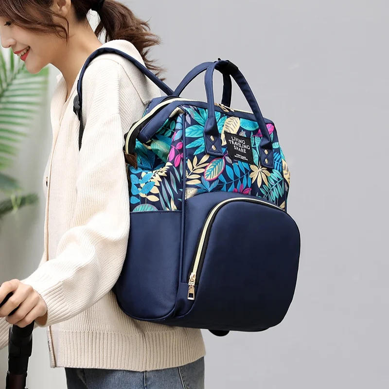 

Customize Cheap Backpack Insular Diaper Bag Waterproof Handbag Baby Diaper Bag Fashion Large Capacity Floral Print Casual 3 in 1