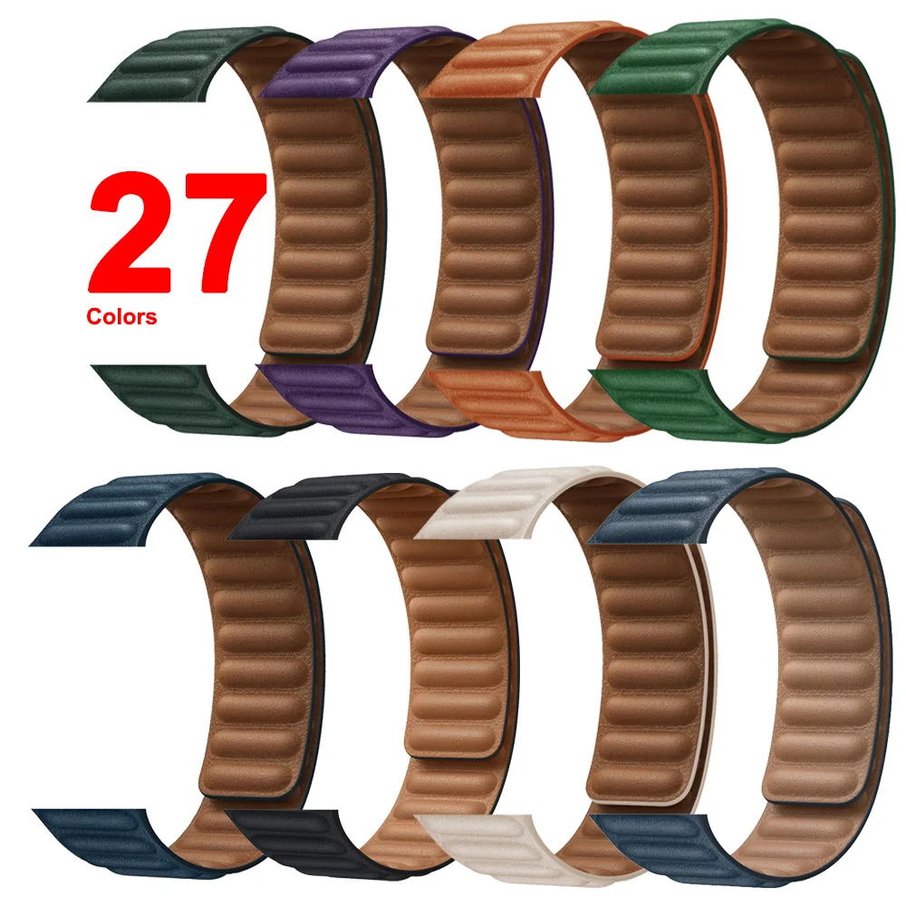 

ShanHai Strap for Apple Watch Band 44mm 40mm iWatch Strap 42 38 Magnetic Loop Belt Leather Link Bracelet for Series 7 6 5 4 3 SE, Multi-color optional or customized