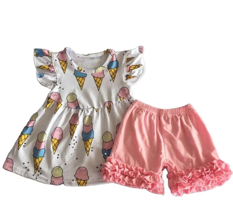 

Hot sale baby clothing set girls boutique children's summer clothes sets