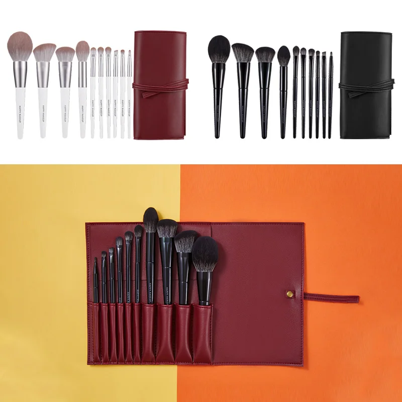 

HMU Dropshipping Agent Shopify Ebay Shenzhen Black And White Wooden Handle Makeup Cosmetic Brush Set