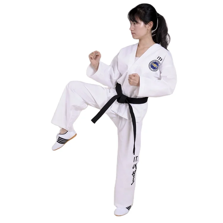 

Custom high quality breathable child adult dobok martial art itf uniforms taekwondo master uniform itf, White
