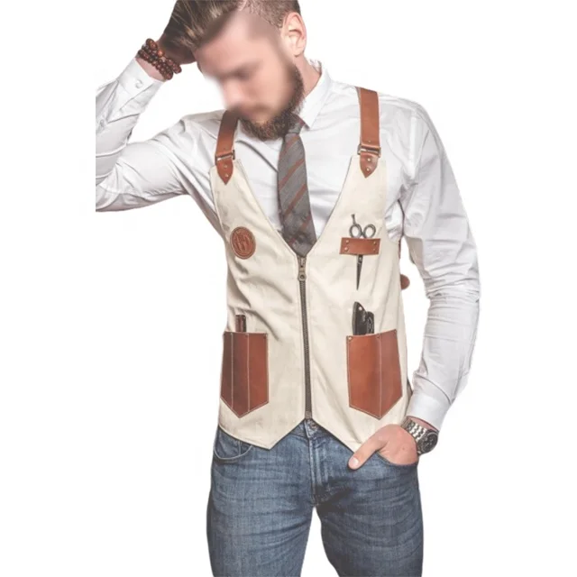 

SunYue Professional Hairdressing Denim Barber Apron Barber Cape Hairstylist Apron, Custom Barber Vest Hair Cutting Vest, Can be customized