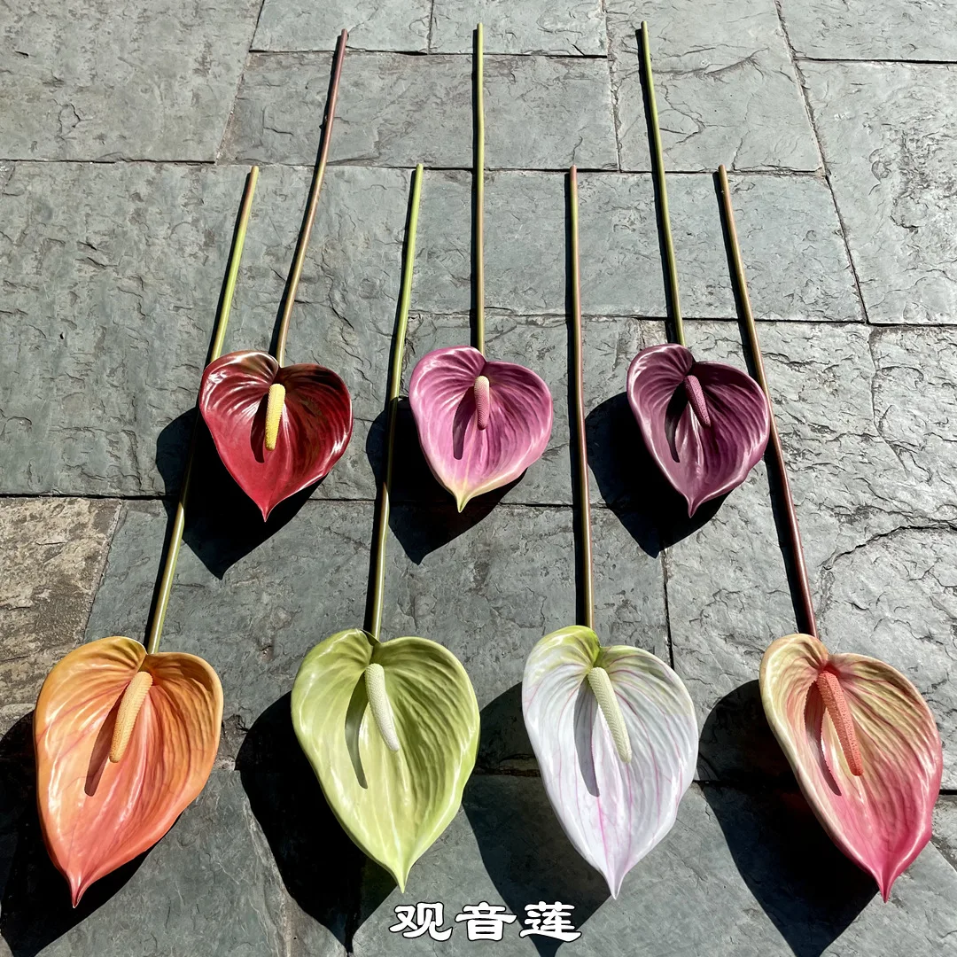 

M-AH142 Hot Sale Single Anthurium Stem Artificial Real Touch Anthurium Decorative Flowers for Flower Arrangement