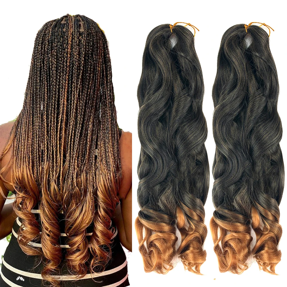 

Wholesale synthetic french curl braiding hair extension jumbo hair braid hot sale wavy braiding hair