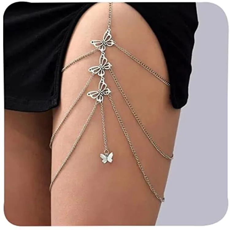 

SC Newest Butterfly Leg Chain Jewelry for Women Thigh Boho Body Chain Butterfly Pendant Body Leg Chain Jewelry for Girls