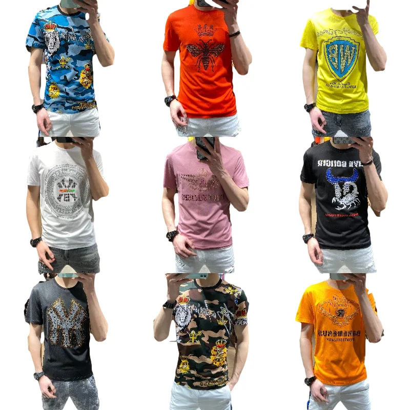 

Wholesale round collar men's half sleeve shirt foreign trade men's short sleeve T-shirt
