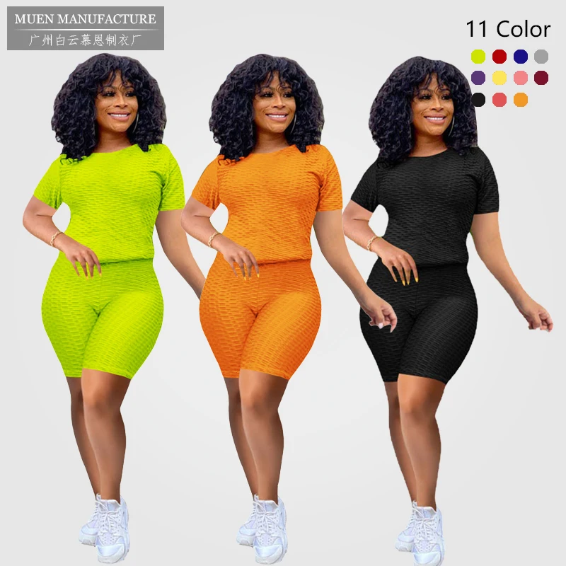 

N1251 2021 Spring New Arrival Women Casual Two Piece Set Short Sleeve O Neck Lady Two Piece Pant Set