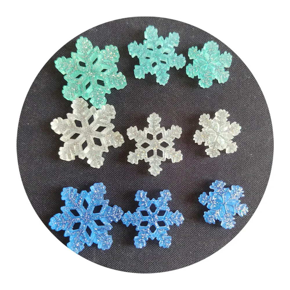 

100pcs Mixed Christmas Glitter Snowflake Resin Ornaments Mini Xmas Snow Flake Flatbacks Diy Scrapbooking Craft Party Decor