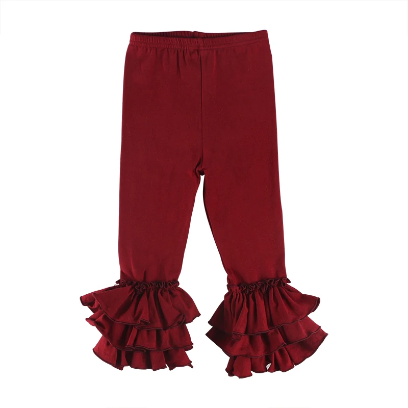 
New design wholesales cotton triple ruffle pants for girls Fashion Boutique Pants Leggings Wholesale ruffle pants sew sassy cotton icing legging baby icing ruffle pants