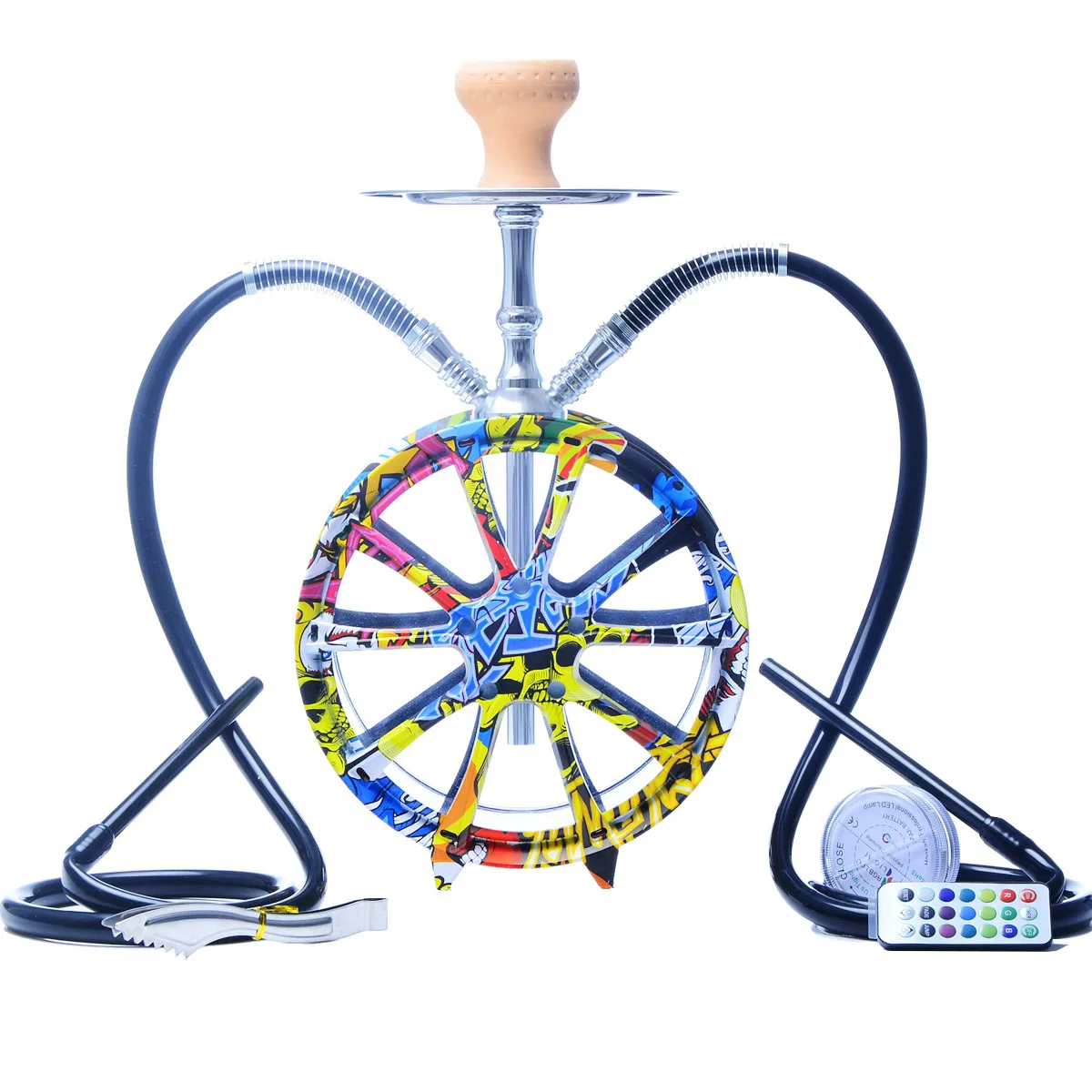 

2021 Colorful AcrLic Led Style Shisha Double Hose Wheel Hookah