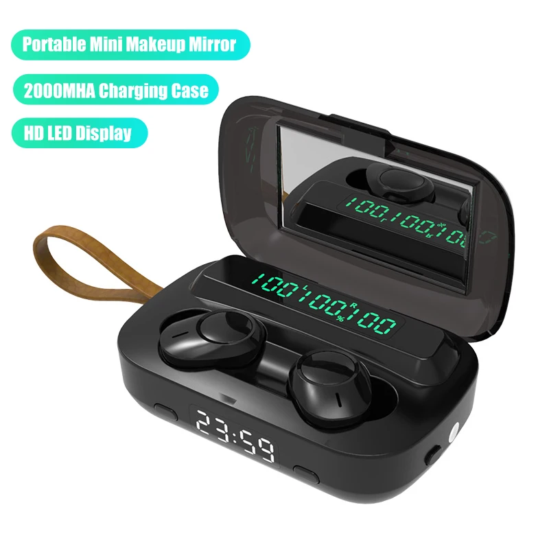 

M13 tws audifonos LED Flashlight Sports Headset Makeup Mirror and clock audifonos inalambricos wireless earbuds earphone m13 tws