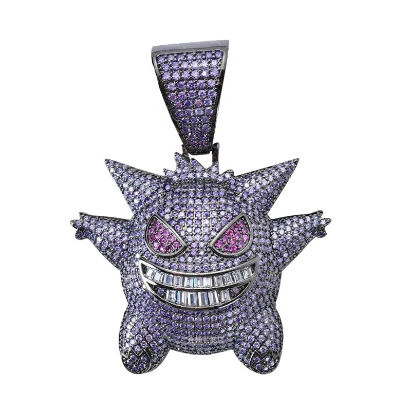 

Hip Hop Ghost Full Zircon Plated Lovely Animal Pendant with Tennis Chain Bling Cubic Charm Jewelry Necklace