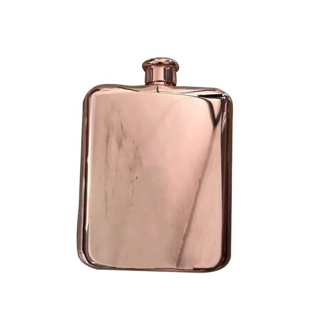 

High Quality 304SS Hip Flasks Plated Liquor Flask 6OZ Rose Gold Mirror Polish Hip Flask