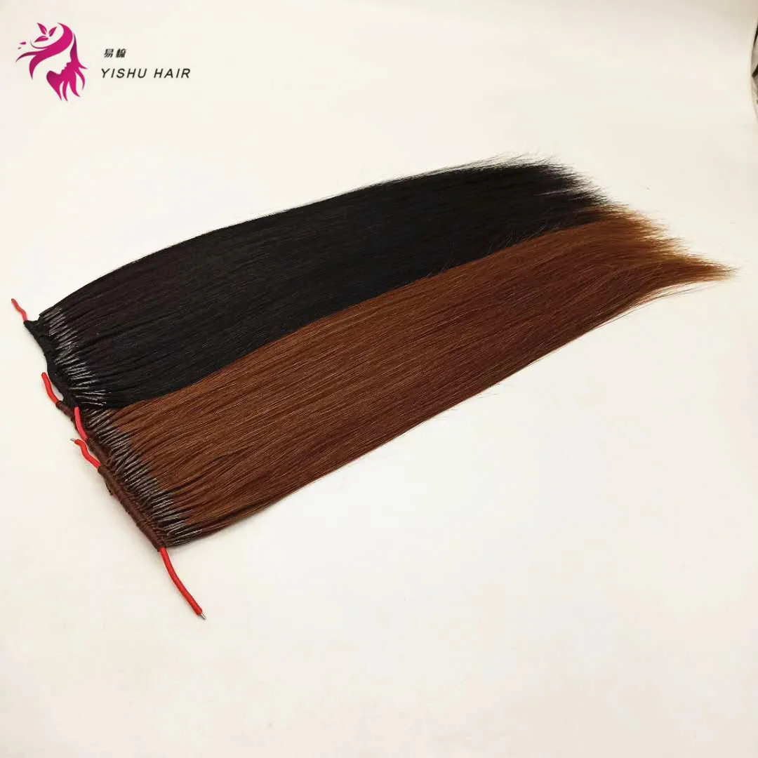 

Most popular hair extension style product in Asia salons Top Grade Virgin Hair Knot Thread Hair Extension, Natural color #1b