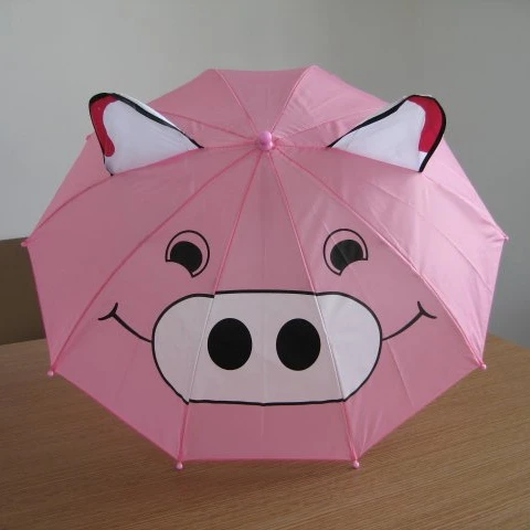 
Cute design straight cartoon character custom print 3D animal kids umbrella with ears 