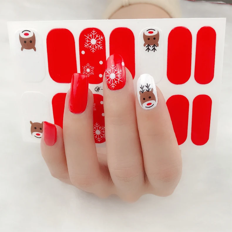 

OMG Wholesale Bling Crystal Rhinestones Luxury Nail Decals Animation Elk Christmas Deaigner Nail Art Stickers Leopard Set, Colorful