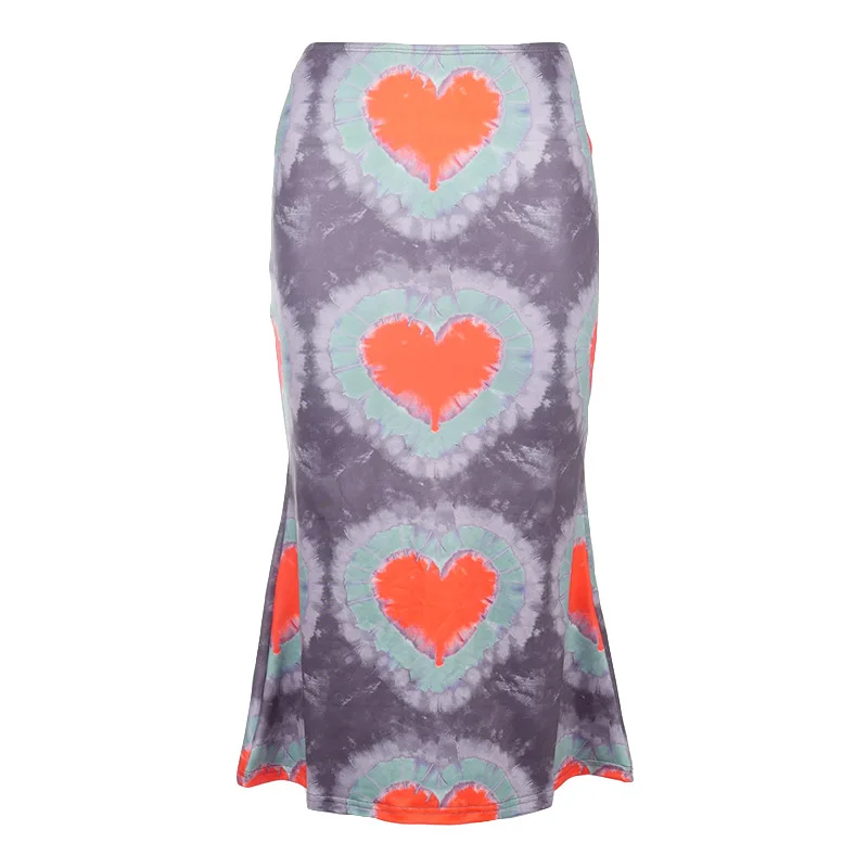 

Spring New Love Printing Casual Bag Hip Half-length Low-waist Long Skirt Women