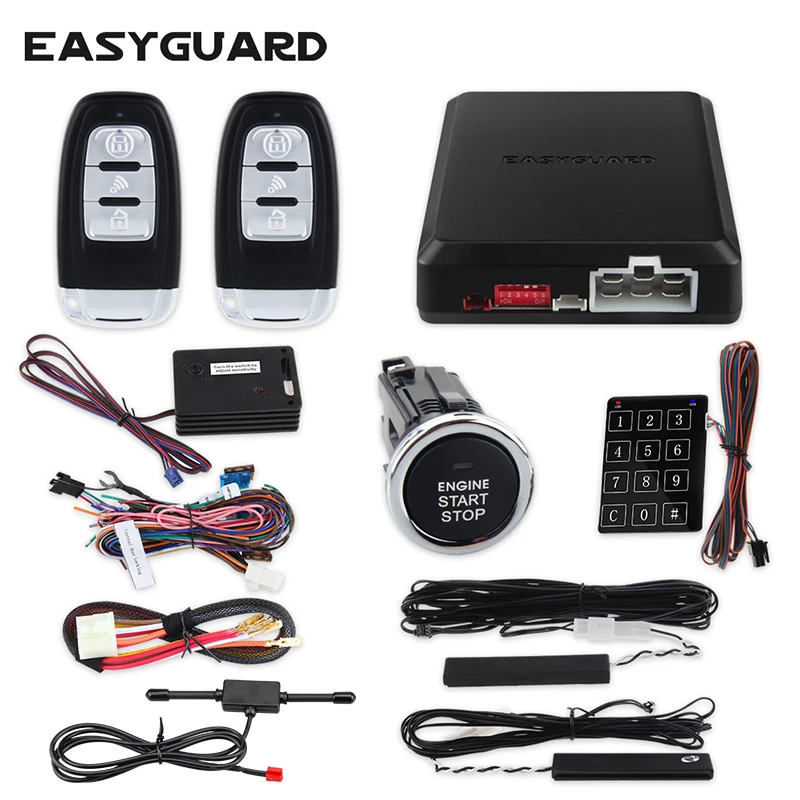 

EASYGUARD EC002-NS car alarm with Remote start and push start button,Shocking alarm warning ,compatible 95% car