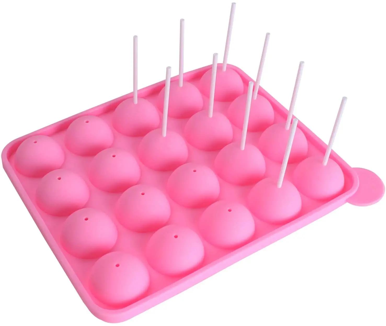 

20 Cavity Silicone Pink Lolly Pop Party Cupcake Baking Mold Cake Pop Stick Mold Tray, Red