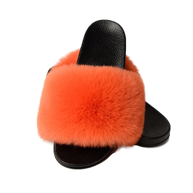 

Wholesale New Style Indoor Simplicity Colorful Style Soft Faux Fur Slippers, Customized color