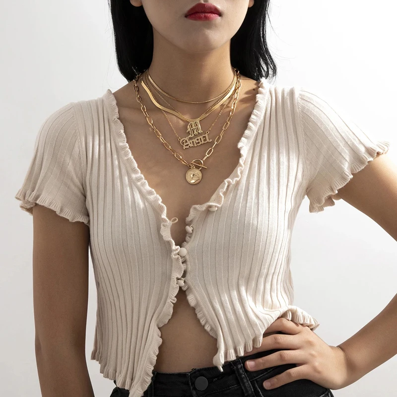 

Fashion Necklace Set for Women Girls Charms Adjustable Size Gold Silver Chain Beach Choker Jewelry