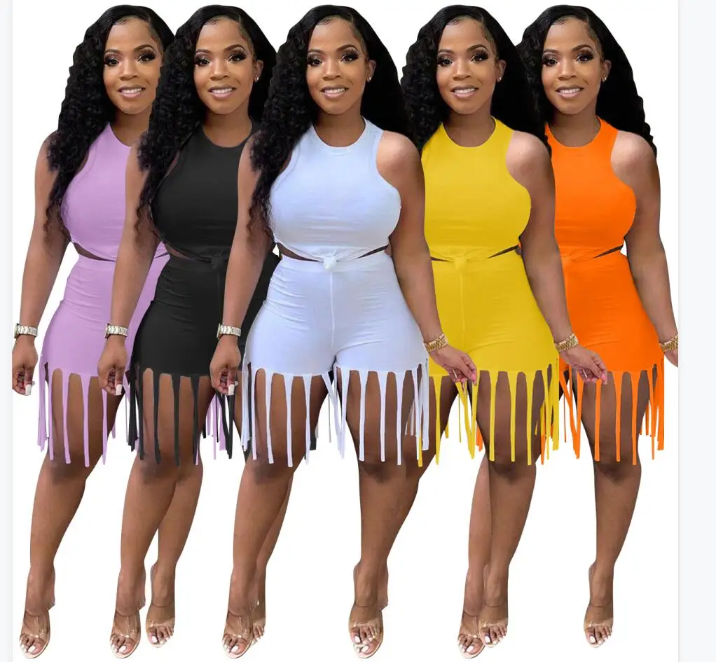 

2021 Summer 2pc Ladies Shorts Clothes Crop Top Suits Outfit 2 Matching Short Sets Plus Size Women Clothing Two Piece Pants Set, Customized color