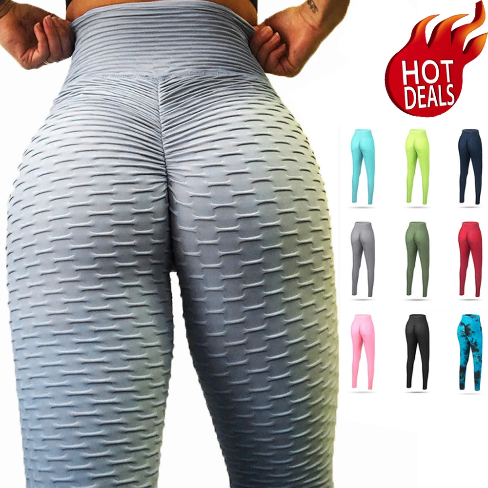 

Wholesale Plus Size High Waisted Textured Jacquard Gym Workout Yoga Pants Booty Bum Scrunch Butt Lifting Leggings, Pictures shows