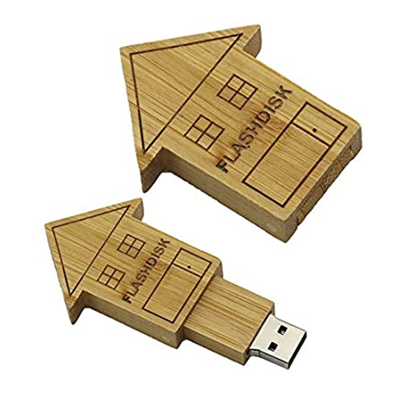 

Gift Bamboo Wood Box House Shape Flash Memory Usb Flash Drive Wood Logo