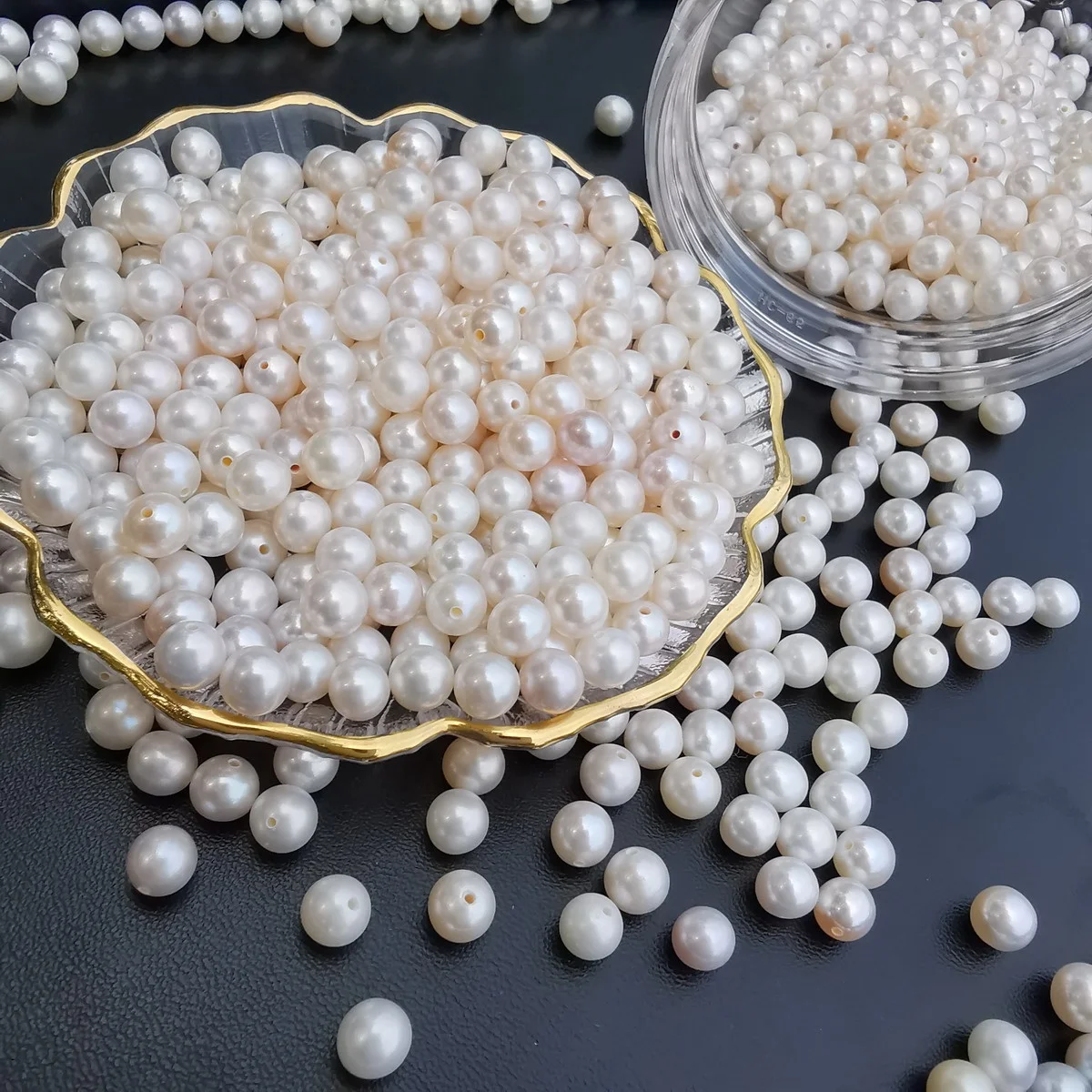 
Grade AAA+ to AAAA round loose pearls half drilled freshwater pearl beads natural 5mm 6mm genuine pearl wholesale accept OEM ODM 