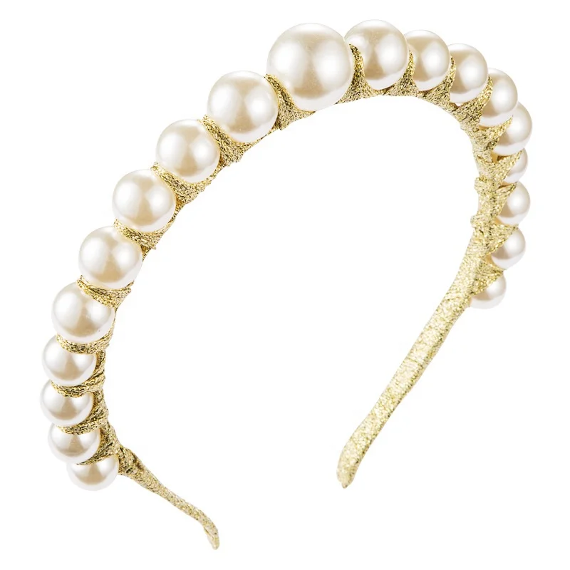 

Beautiful large pearl inlaid headband women's hot sale headband hand-wrapped hair accessories fashion headband, Picture shows