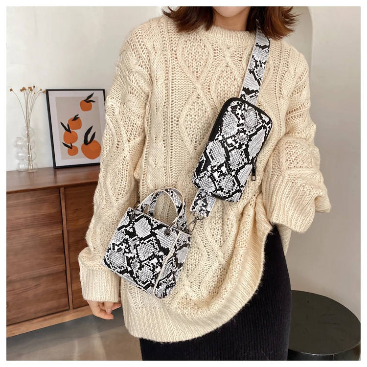 

Female Small Square Bag leather chest bags women handbags ladies Snake print mobile phone bag