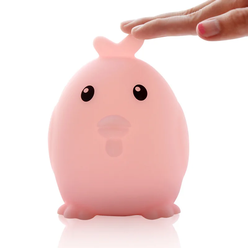 

USB led lamp silicone night light for kids, White/pink