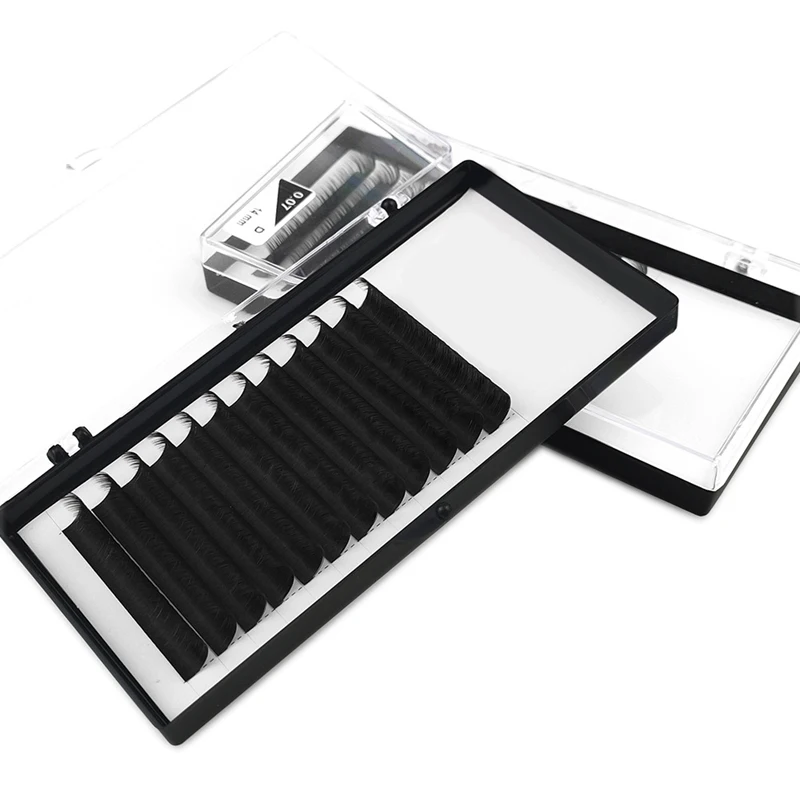 

individual pbt fiber eyelash extensions mega volume silk 0.03 olume lash tray lash extension supplies, Black