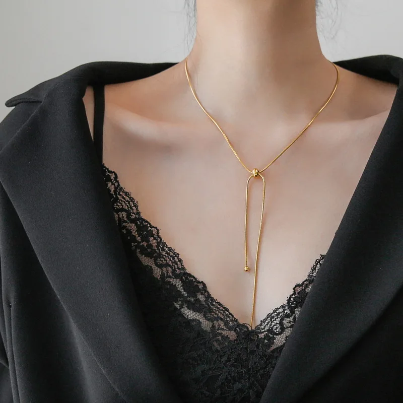 

Adjustable Necklace Chain Stainless Steel Plated 18K Gold Adjustable Chain Necklace