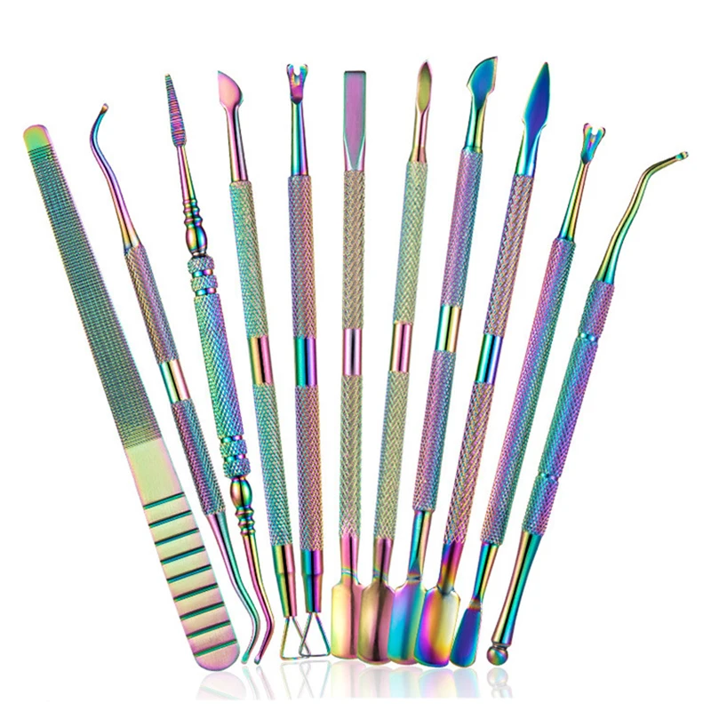 

Professional Cuticle Pusher Remover Kit Manicure Pedicure Tools Set for Nails Care Beauty Clean Fingernails Toenails, Rainbow