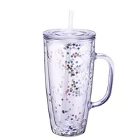 

New design hot sale direct factory wholesale 24oz glitter acrylic glitter double wall plastic tumbler with handle