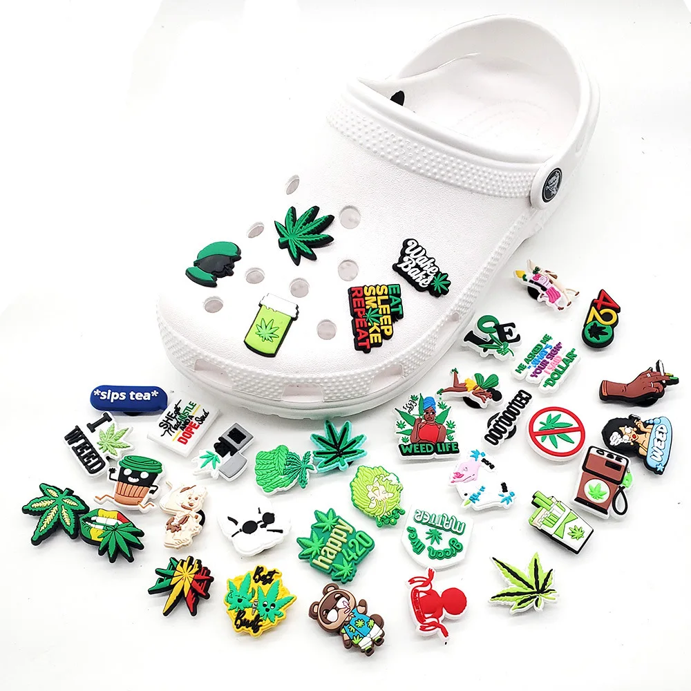 

Amazon hot selling PVC soft glue weed shoe charms Plant Shoe Charms clog shoe charms, Multicolor