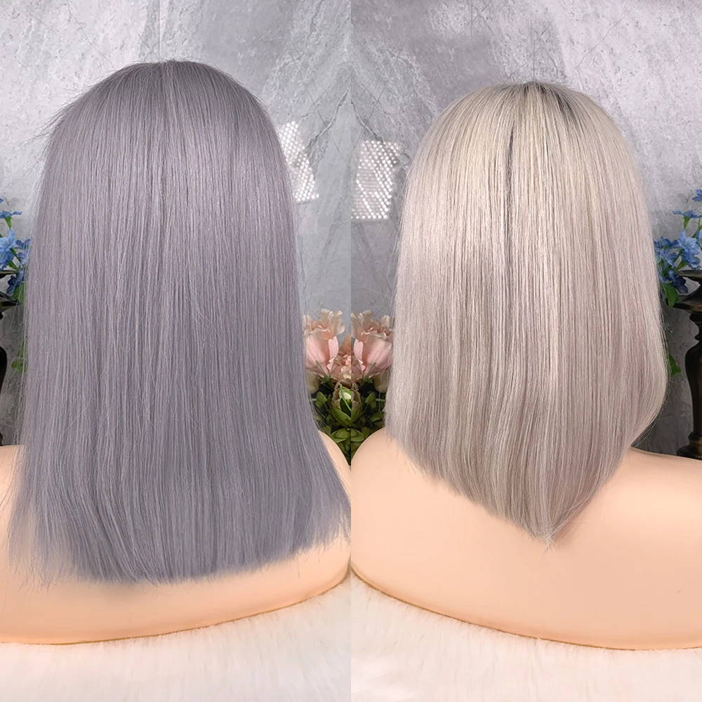 

Water Wave Brazilian Wig Color Bob Wigs Human Hair Lace Front Colore Free Part Fringe Hair Short Colorful Wig