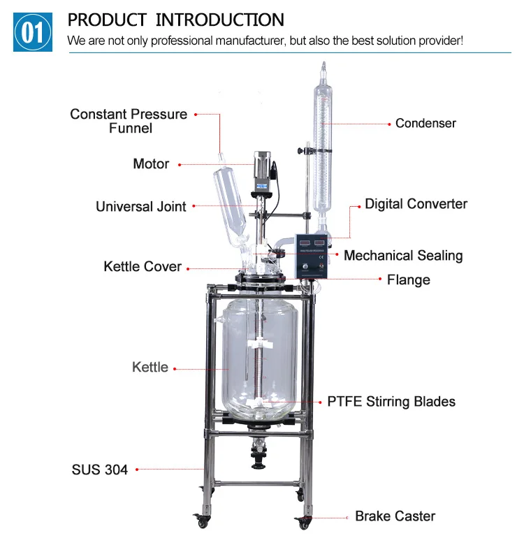 5-100l Glass Lab Staingless-Stell Reactor