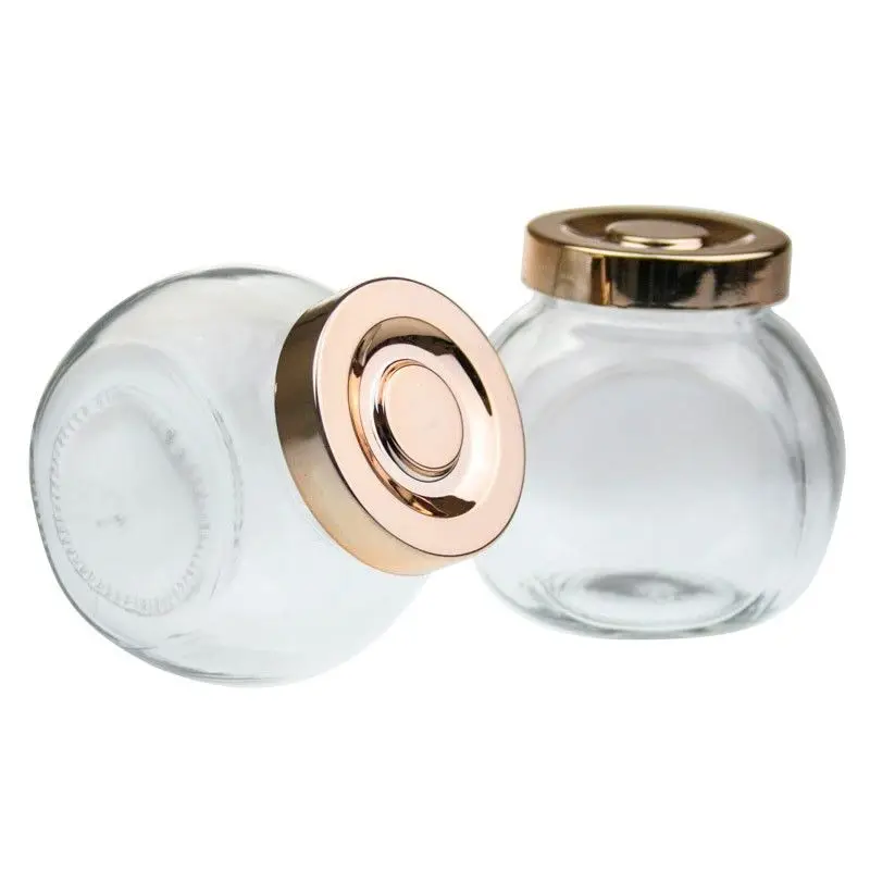 

Hot Selling Small Mini 200ml Glass Jars Spice Storage Bottle Canisters With Shiny Lids, Transparent clear