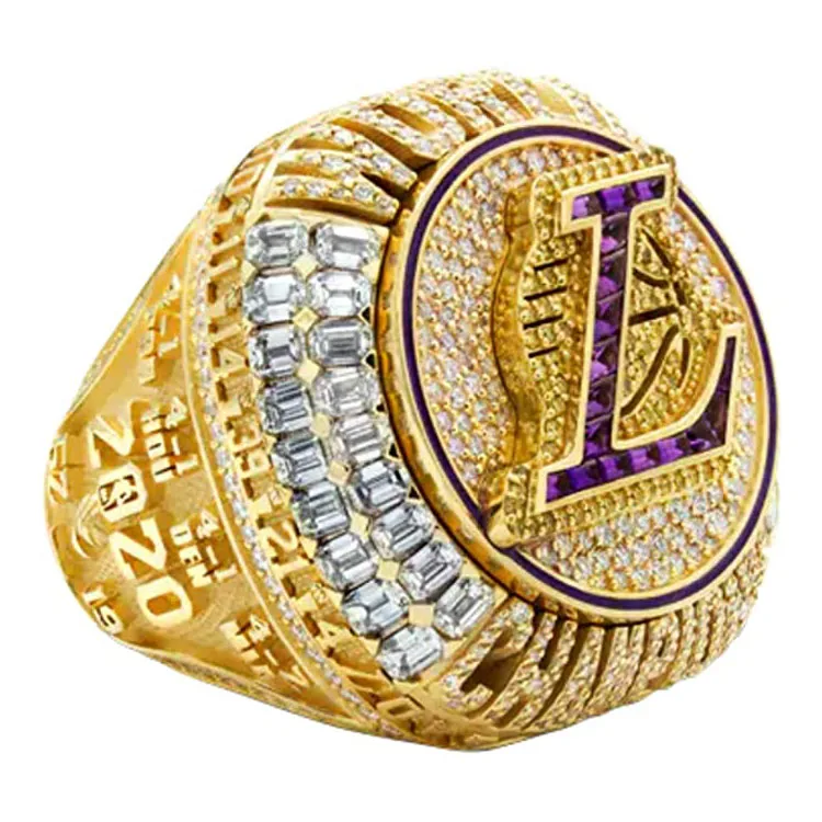 

2020 Lebron LA Champions Ring Diamond Stainless Steel 2020 Lakers Championship Ring for Men Wooden Box Collection Fans Gift, Gold