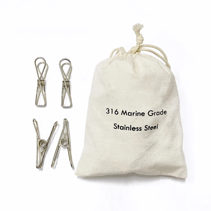 

Wholesale marine 316 cloth pin hanger clips stainless steel clothespins, Silver