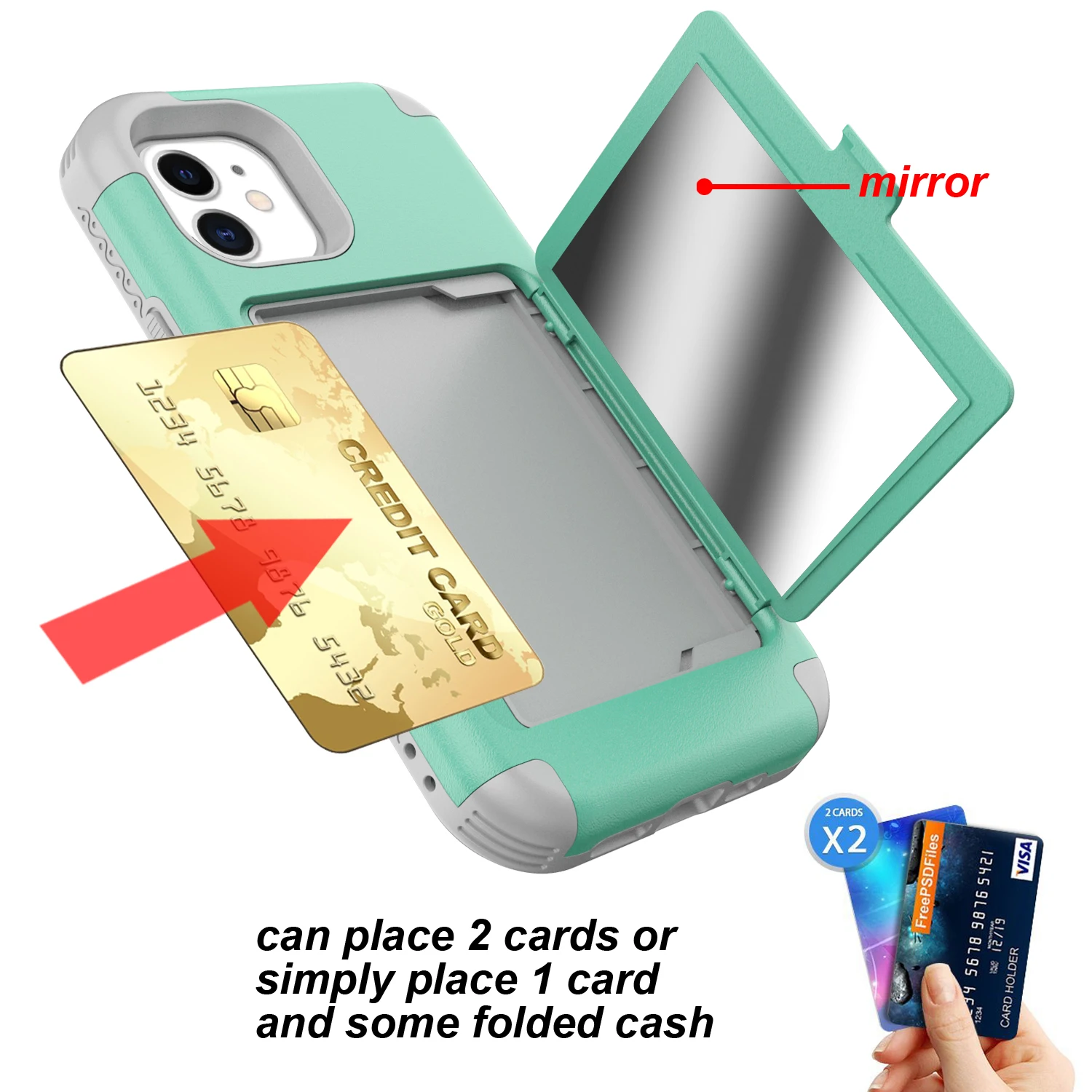 

Card Slot Phone Case for iphone 12, Amazon Hot Cell Phone Cover With Credit Card Holder For Iphone 12 pro, 5 colors
