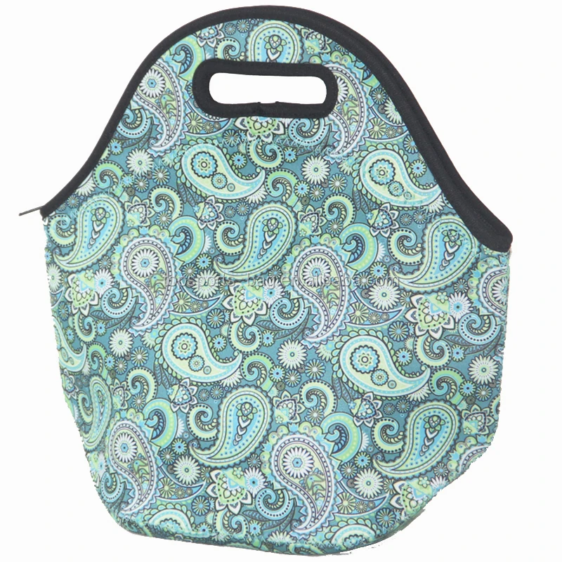 

Summer Paisley Floral Classic Stylish Neoprene Portable Picnic Lunch Bag Tote for Men