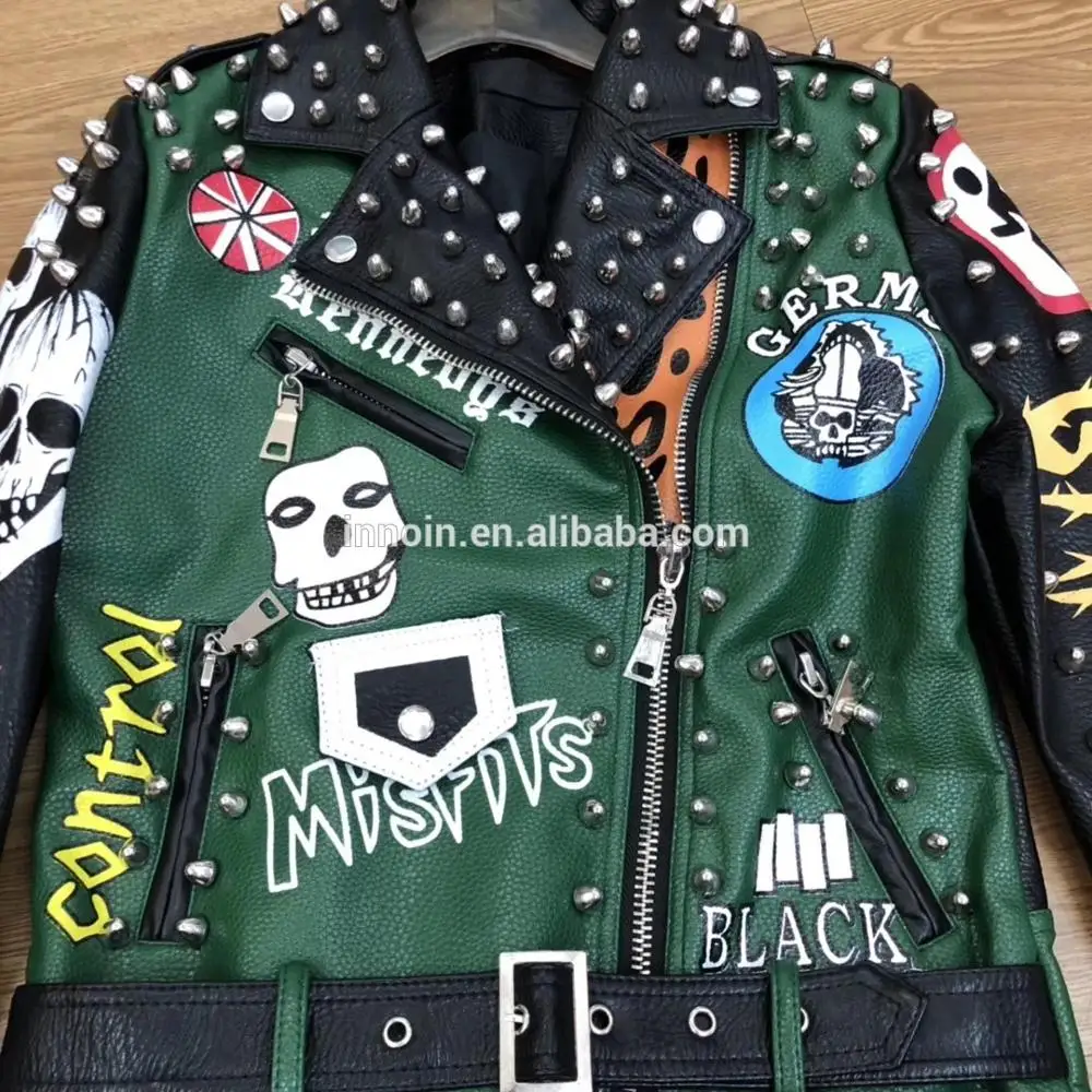 

Best Seller Leather Jacket Women Fashion Print Punk Moto Jacket For Lady Ladies